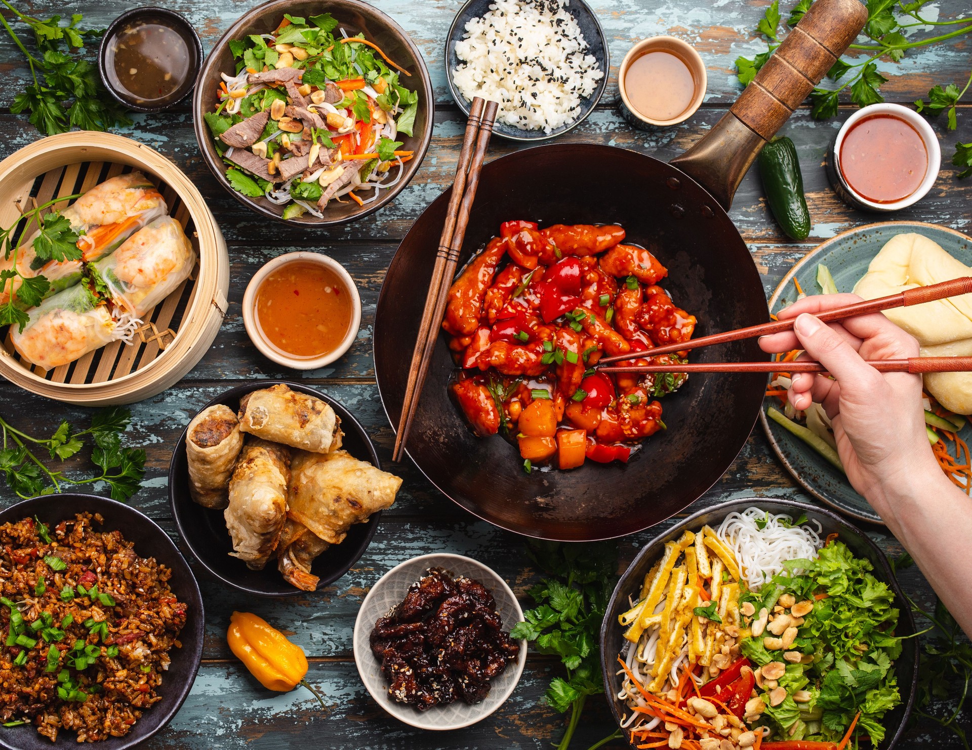 Assorted Chinese dishes
